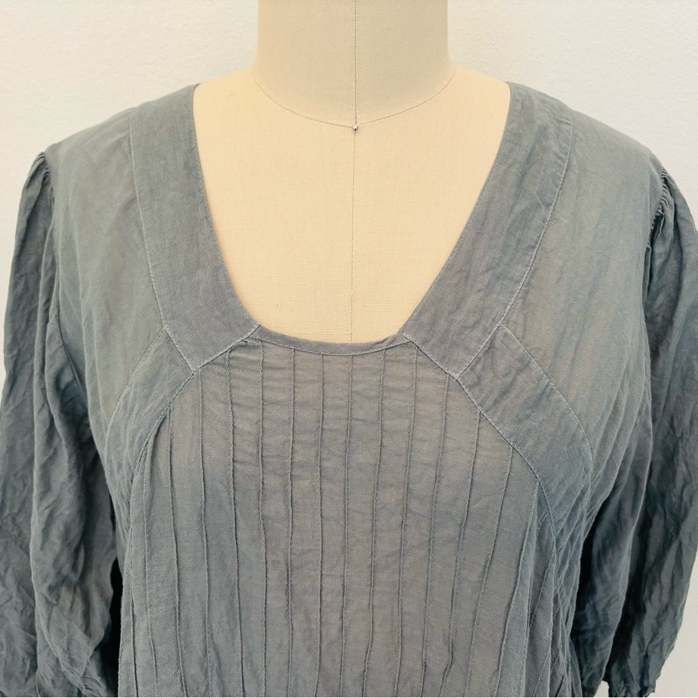 JP And Mattie ‘Charlotte’ Dress Gray Blue Cotton Pintucks Ruffles Cottagecore M - Picture 3 of 9